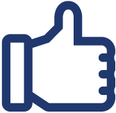 The image displays a stylized graphic of a thumbs-up sign with a blue background and a lock icon beneath it, indicating approval or endorsement.